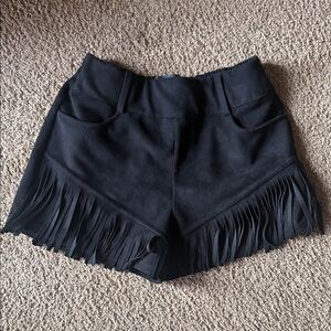 Crazy Train Black High Waist Fringe Shorts